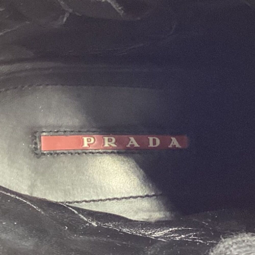 Prada Sport High-Top Wedge Sneakers in Black Suede - Picture 8 of 9